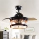preview thumbnail 1 of 11, 36" Industrial Retractable 3-Blade Ceiling Fan Chandelier with Remote - 36-in
