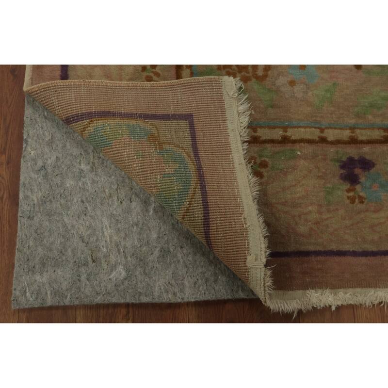 Hand Knotted Oriental 100% Wool Carpet Traditional Floral Oranges & Rust Art Deco Area Rug - 11' 9'' X 8' 11''