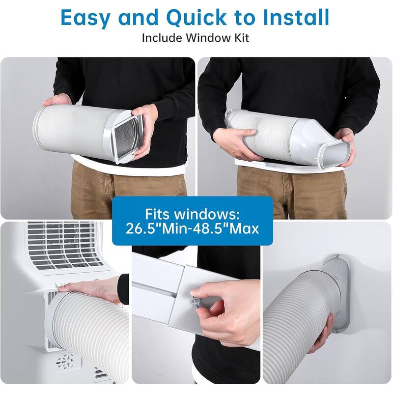 Portable Air Conditioner,10,000 BTU Cools Rooms Up to 450 Sq.Ft. 3 Modes, Remote Control, Easy Installation Kit Included