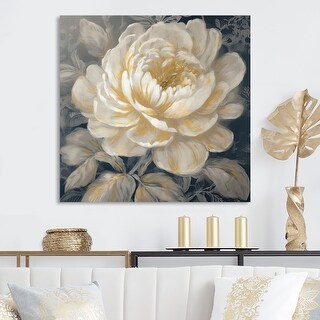 Designart "Emotions Of White Gold Peony Flower III" Floral Peony Metal ...