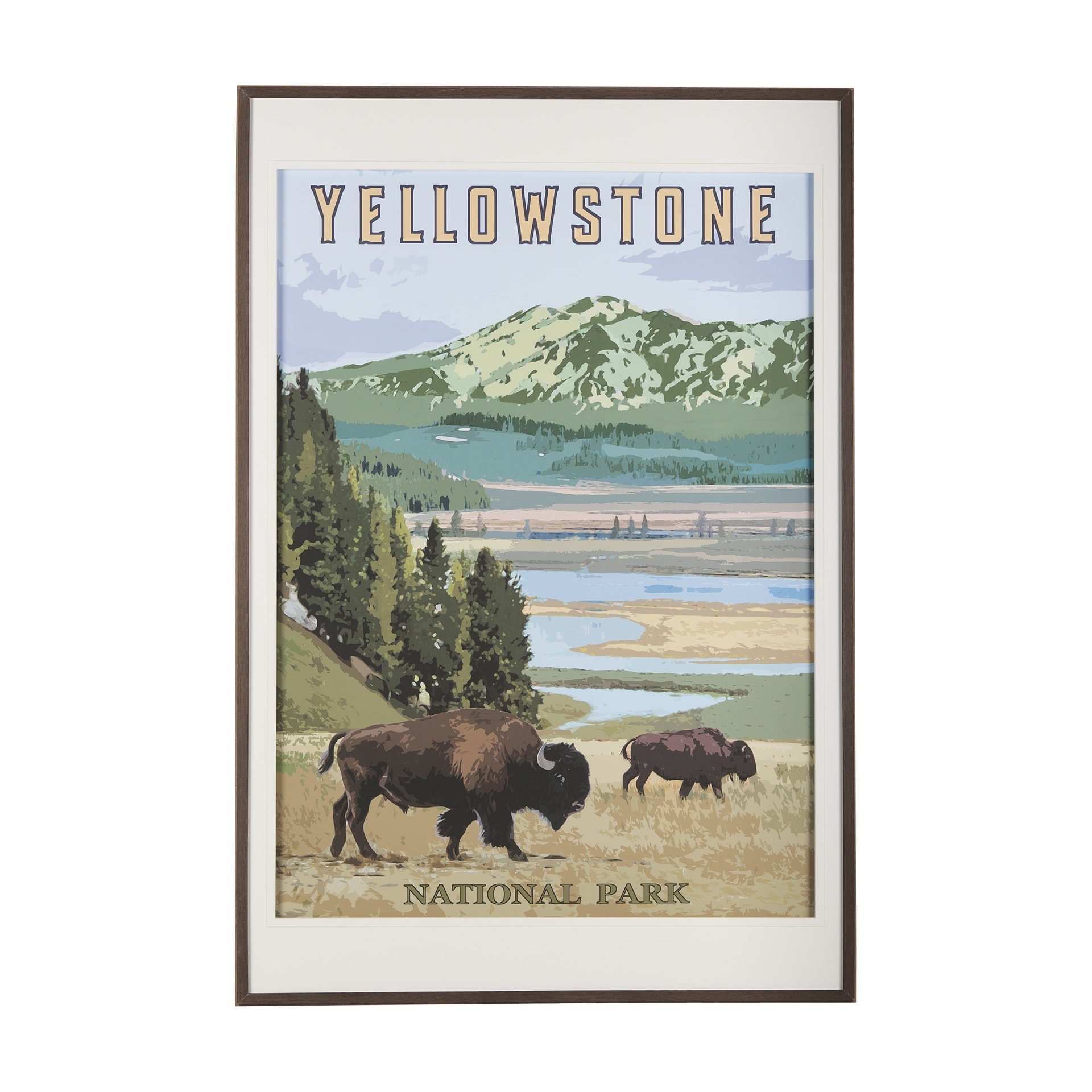 Mercana National Park - Yellowstone by Mercana Studio a Framed Art Print Matted under Glass