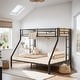 preview thumbnail 2 of 10, Twin XL over Queen Metal Bunk Bed with Ladder and Guardrails, Black