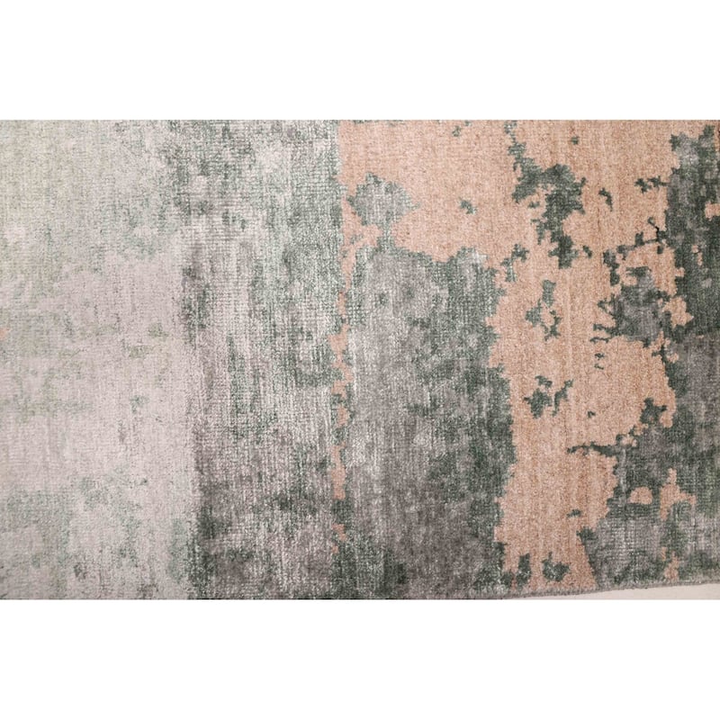 ECARPETGALLERY Hand-knotted Legacy Dark Green, Tan Silk, Wool Rug - 2'7 x 19'6