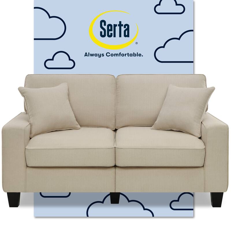 Serta Palisades Upholstered 61" Sofas for Living Room Modern Design Couch, Straight Arms, Tool-Free Assembly - Buckwheat Beige