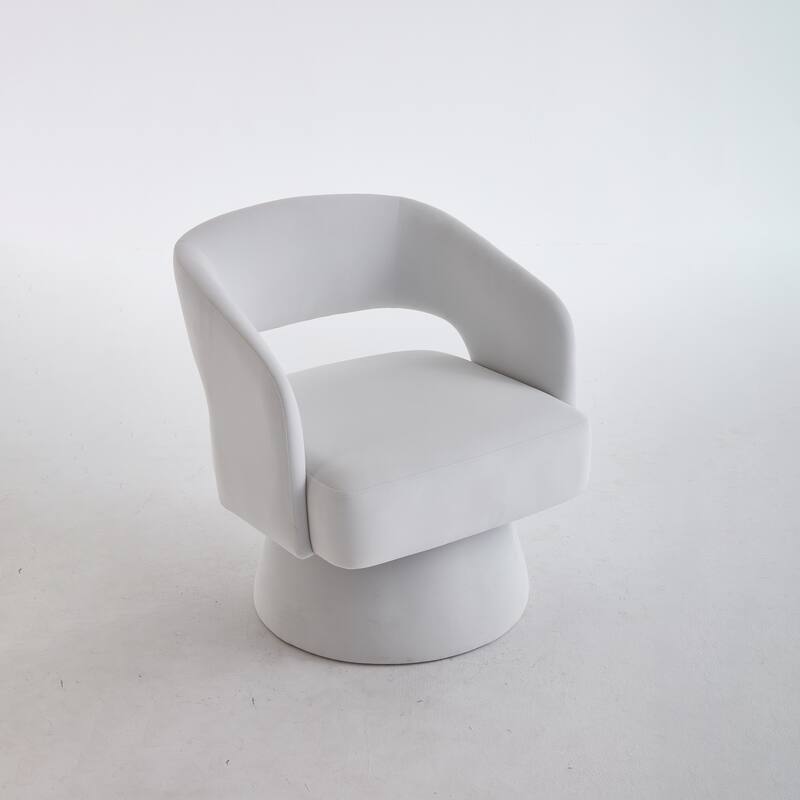 Velvet Swivel Barrel Chair, Accent Chair Armchair with Rotation Club Chair & Curved Ergonomic Back