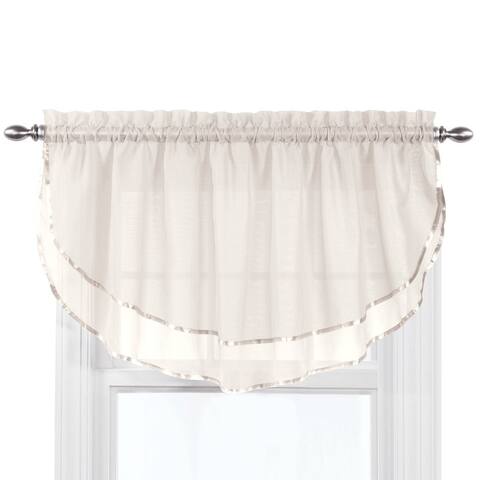 Elegance Sheer Fabric Rod Pocket Top Ascot Window Valance - 7.000 x 5.750 x 1.250