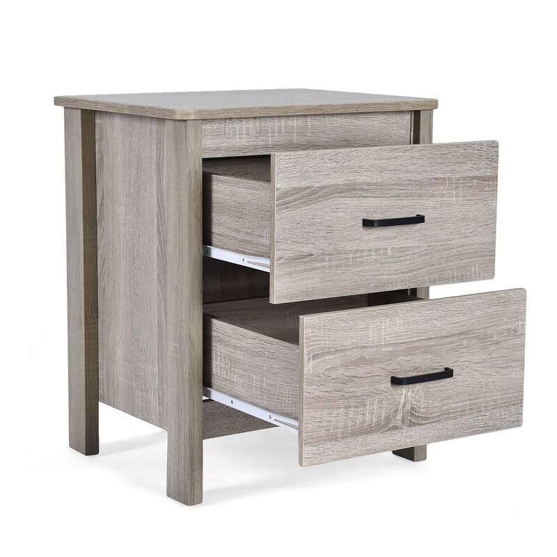 Modern Nightstand with 2 Drawers and Metal Handles by Christopher Knight Home