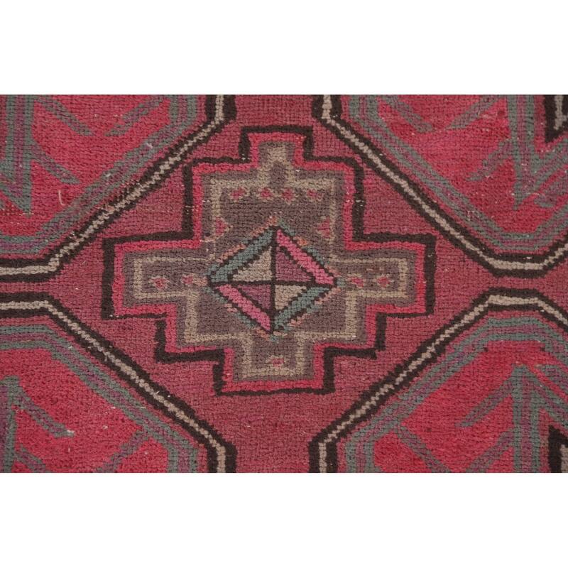 Hand Knotted Oriental 100% Wool Carpet Traditional Tribal Pink Meshkin Runner Rug - 9' 5'' X 3' 9''