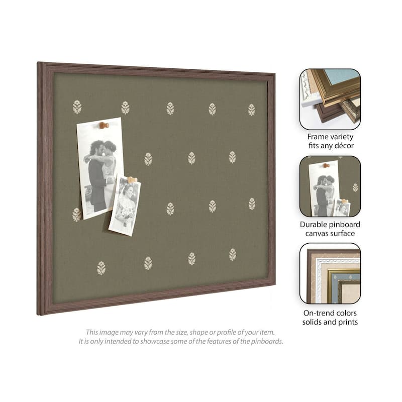 Kate and Laurel Pinboard Green Botanical Block Print