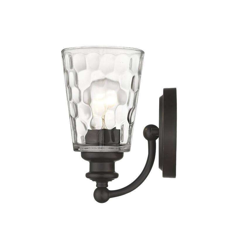 Transitional Hardwired Wall Light with Clear Glass Shade and LED Compatible Damp Rated Fixture - 8.5" H x 5" W x 6.75" D