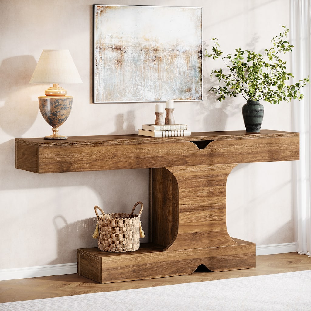 63-Inch Wood Console Sofa Hallway Foyer Table for Entryway