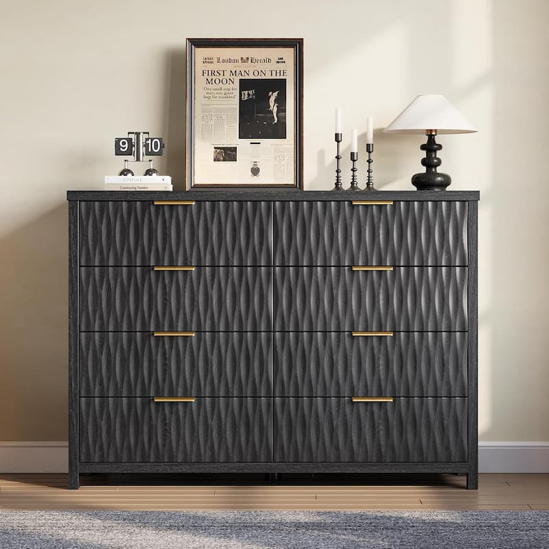Fluted Bedroom Dresser Drawers TV Stand Drawer Organizer