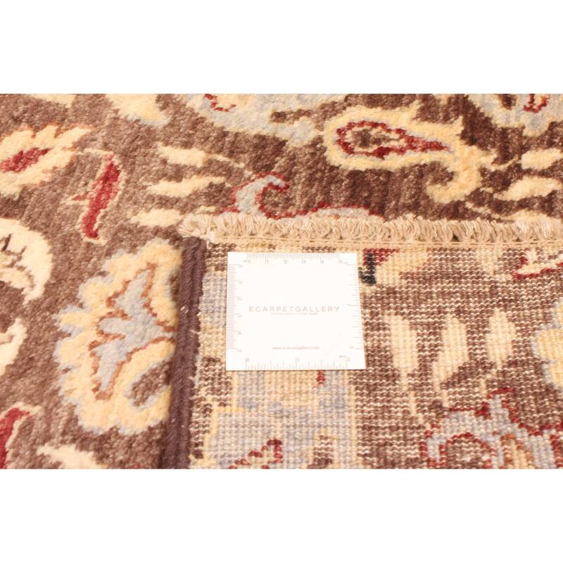 ECARPETGALLERY Hand-knotted Peshawar Ziegler Dark Brown Wool Rug - 8'0 x 9'10