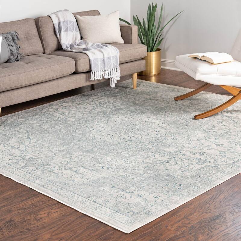 Traditional Haifa Collection Area Rug - Gray - 8' Square