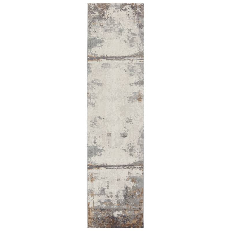 Treyton Abstract Gray/ Ivory Area Rug - 3'X12' - Runner/Rectangle