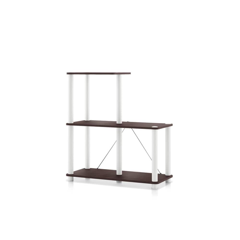 247 Shop At Home Modern Wood Shelving Unit with storage - Tier Shelves, Cube Ladder Shelf