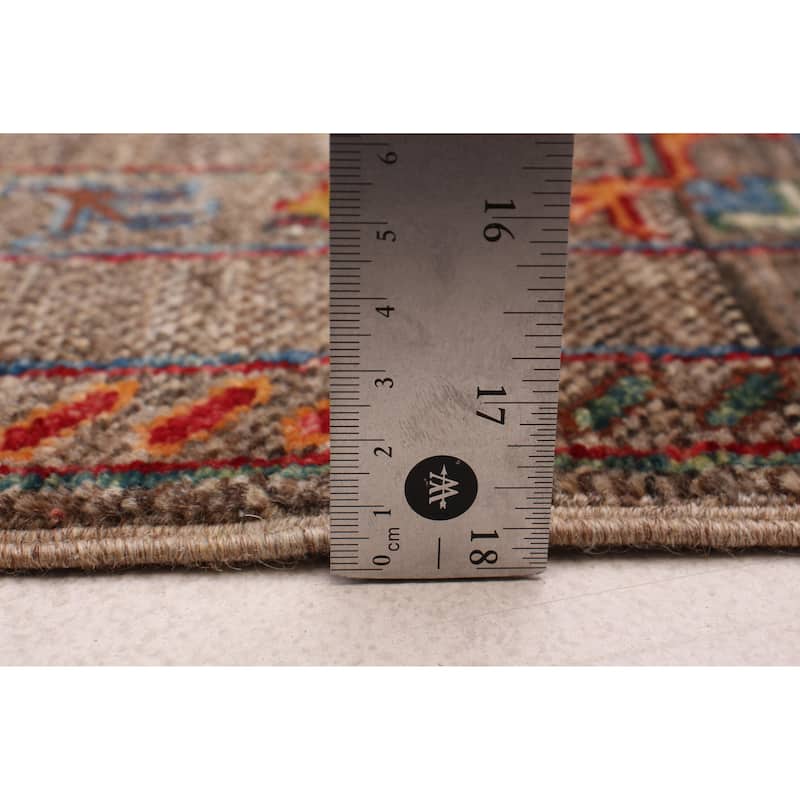 ECARPETGALLERY Hand-knotted Modern Ersari Taupe Wool Rug - 2'10 x 9'1