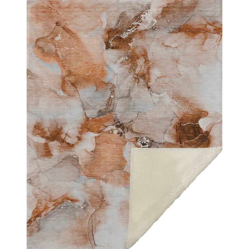 Premium Machine Washable Modern Watercolor Sherpa Throw Blanket