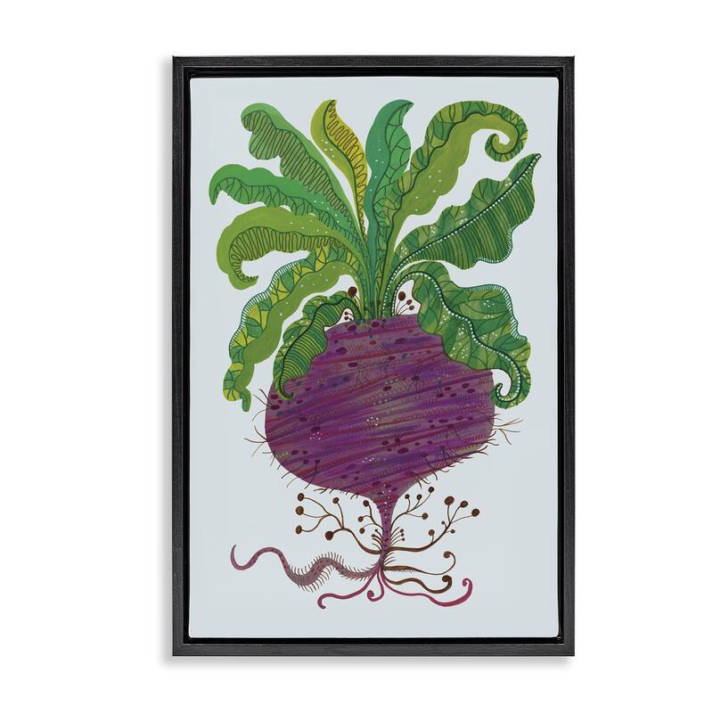 Stupell Stylized Beetroot Vegetable Framed Floater Canvas Wall Art Design By Kay Widdowson - 17 x 25 - Black
