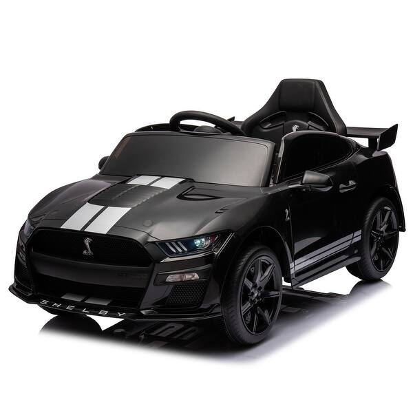 slide 2 of 27, 12V Ford Mustang Shelby GT500 Ride-On with Remote Control, 3 Speeds, LED Lights, AUX/USB MP3 & Safety Belt Black