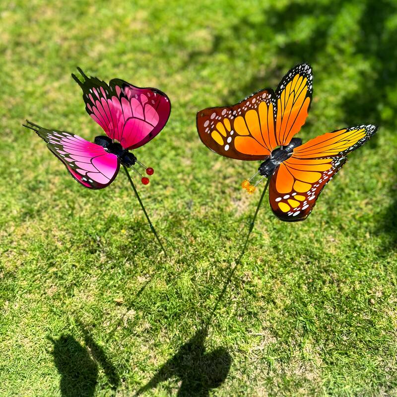 Exhart 2pk Large WindyWings Butterfly Stakes, 11 inch wingspan