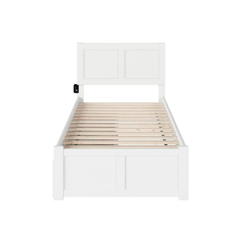 AFI Canyon Twin Platform Bed with Footboard & Storage Drawers in White