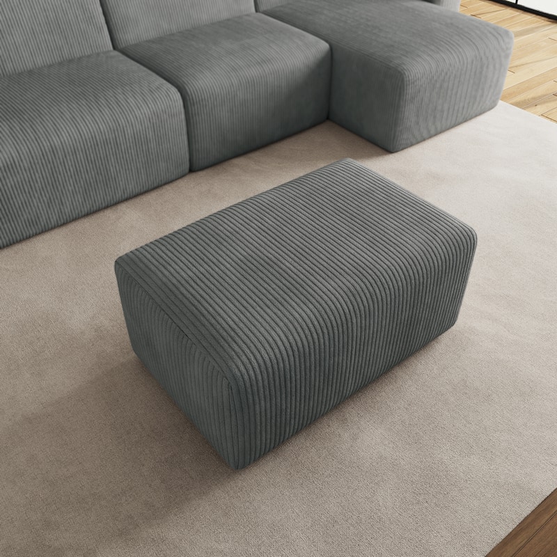 Modern 35" W Rectangular Corduroy Fully Sponge Molded Ottoman