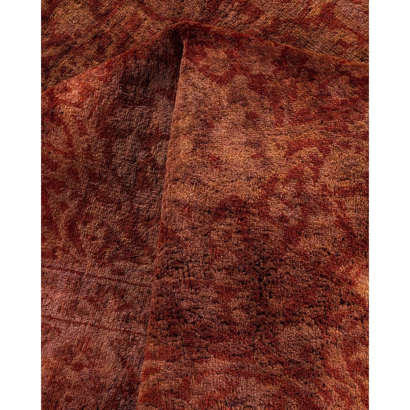 Overton Hand Knotted Wool Vintage Inspired Modern Contemporary Overdyed Brown Area Rug - 4' 9" x 7' 5"