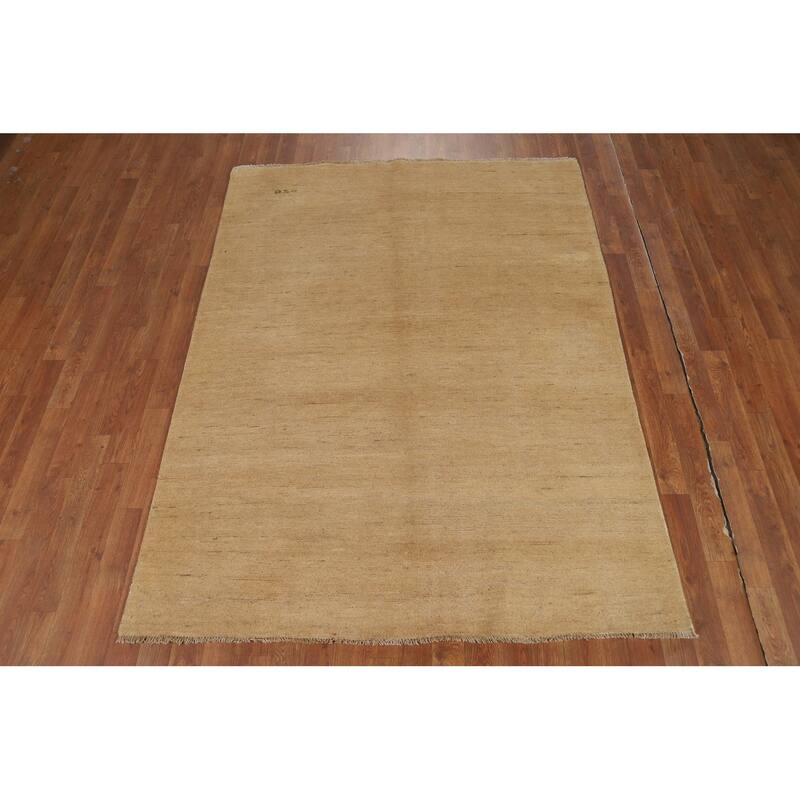 Muted Gabbeh Modern Rug Hand-Knotted Wool Carpet - 4'10"x 6'6"