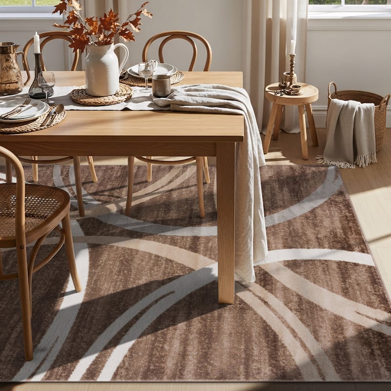 World Rug Gallery Contemporary Abstract Circles Design Area Rug