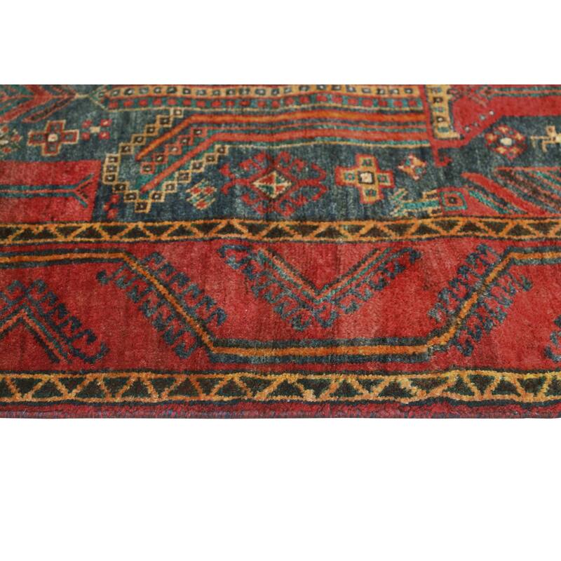 Fine Vintage Distressed Maryanne Navy/Red Rug - 3'6" x 6'11"