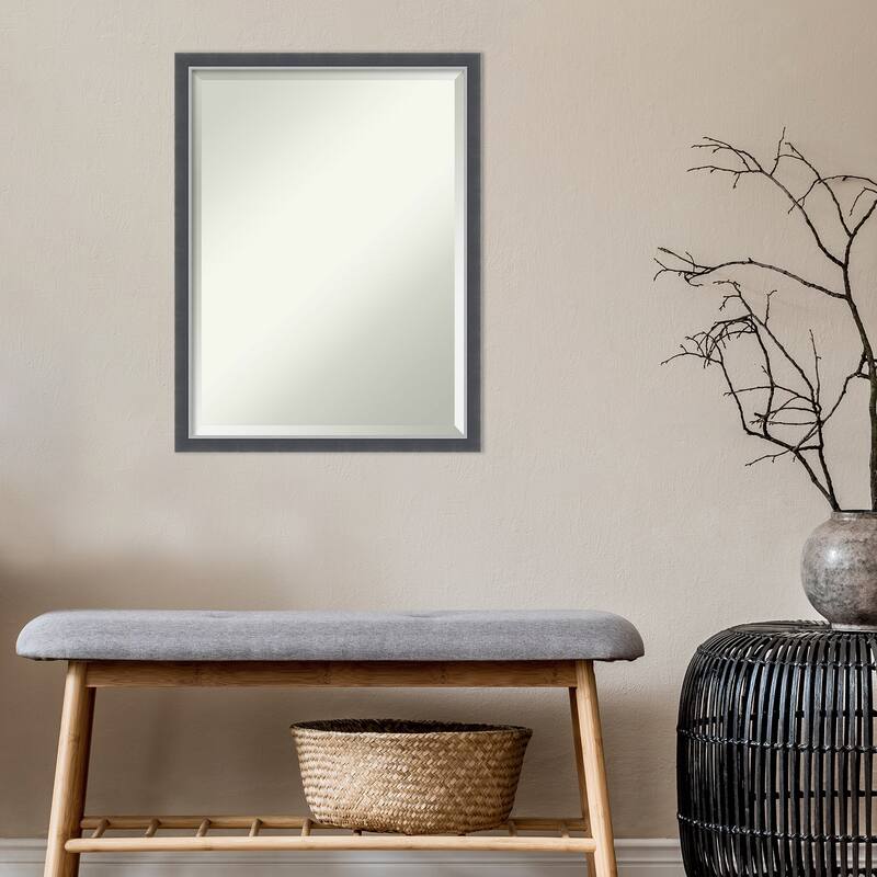Beveled Bathroom Wall Mirror - Eva Black Silver Frame