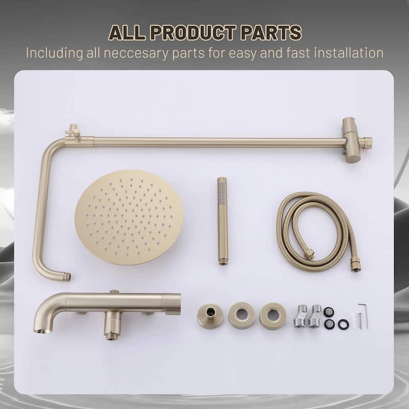 51"H Outdoor 9 Inch Round Rain Shower Set with Handheld Shower (Adjustable Slider)