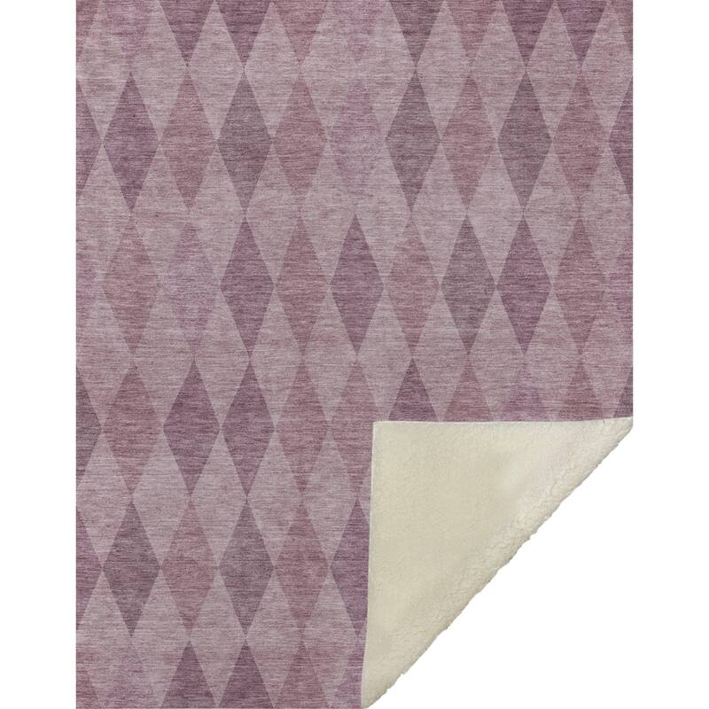 Premium Machine Washable Modern Argyle Sherpa Throw Blanket