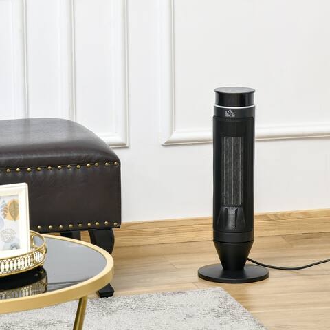 HOMCOM Tower Fan, Electric Space Heater with Oscillation, Remote Control, 8H Timer, and Overheating Protection, 750W / 1500W