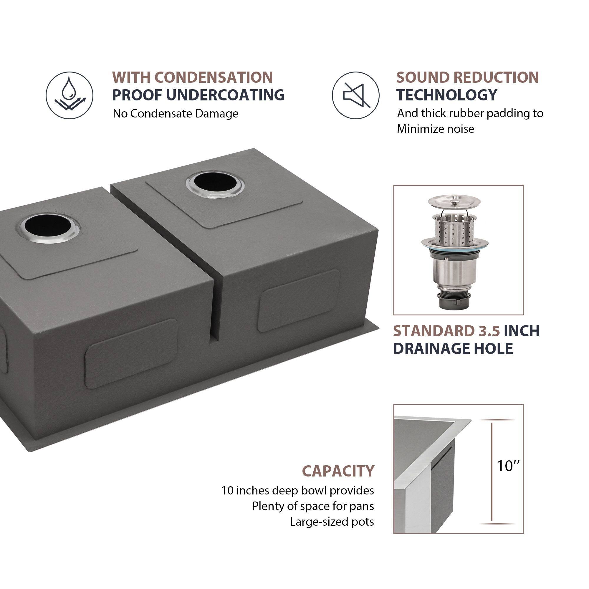 Lordear 30 inch Double Bowl Undermount Stainless Steel Kitchen Sink 16