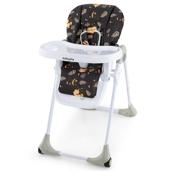 slide 2 of 9, Baby High Chair w/ 7 Height & 3 Footrest Adjustable Cup holder 2 Black