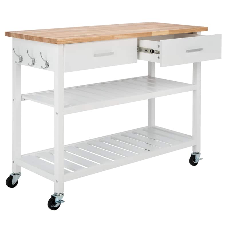 SAFAVIEH Risa 2-Drawer 2-Shelf Kitchen Cart - 47.2" W x 18.9" L x 35.4" H - 47Wx19Dx35H