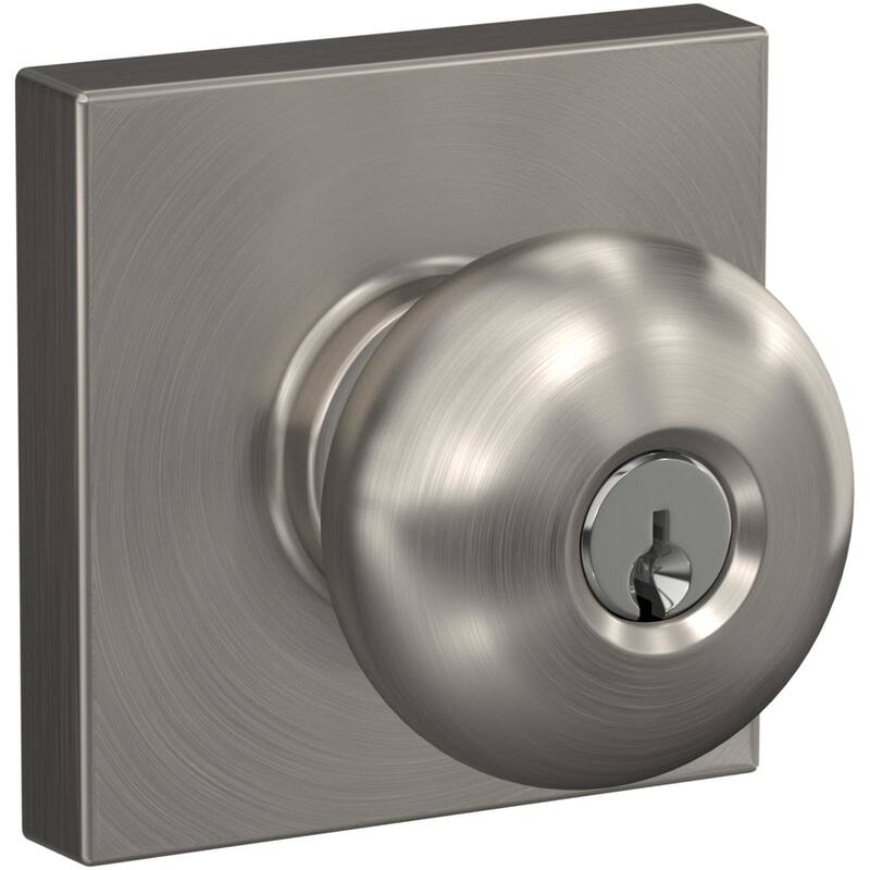 Schlage Plymouth Keyed Entry Single Cylinder Door Knob Set with - Satin Nickel