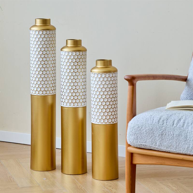 Droplet Shaped Home Decorated Floor Metal Vases (Set of 3)