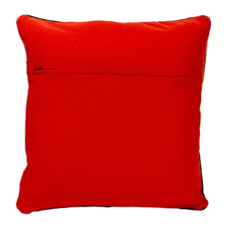 Novica Handmade Zapotec Lightning Wool And Cotton Cushion Cover