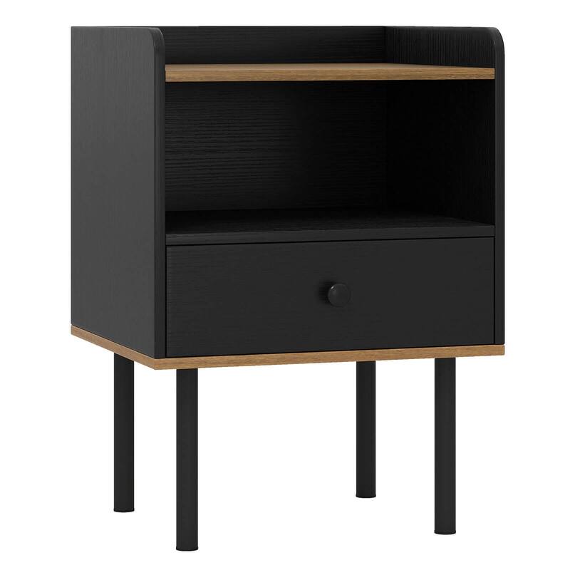 Costway Nightstand Bedside End Table with Drawer & Open Shelf for