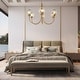 preview thumbnail 6 of 14, Celesn Modern Gold 6-Light Wheel Chandelier Glass Shade for Dining Living Room - D32" x H23"