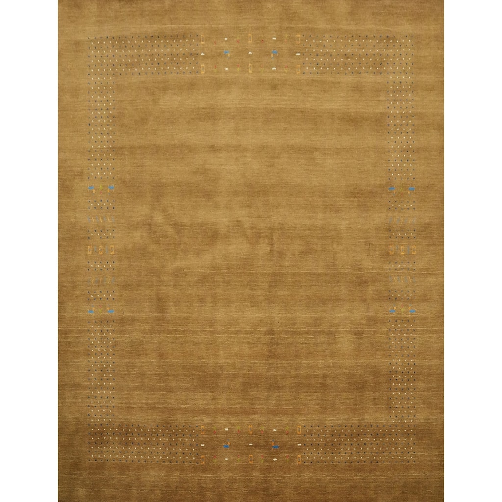 Hand Knotted Oriental 100% Wool Carpet Tribal Animal Pictorial Brown Gabbeh Area Rug - 8' 1'' X 8' 5''