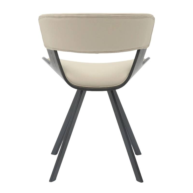 Nymia Upholstered Dining Chair with Saddle Seat - Velvet or Leather Accent Chair with Open Back and Iron Legs Set of 2
