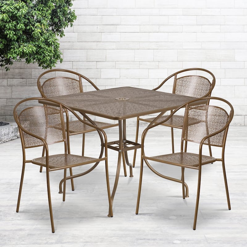 35.5-inch Square 5-piece Indoor/ Outdoor Steel Dining Set