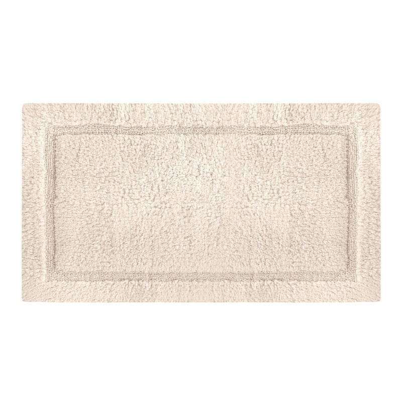 Delara Organic Cotton Reversible Bath Mat, 3000 GSM, GOTS Certified, Ultra-Thick & Super Absorbent, Quick-Drying Bathroom Rug - 24"X44" - Ivory