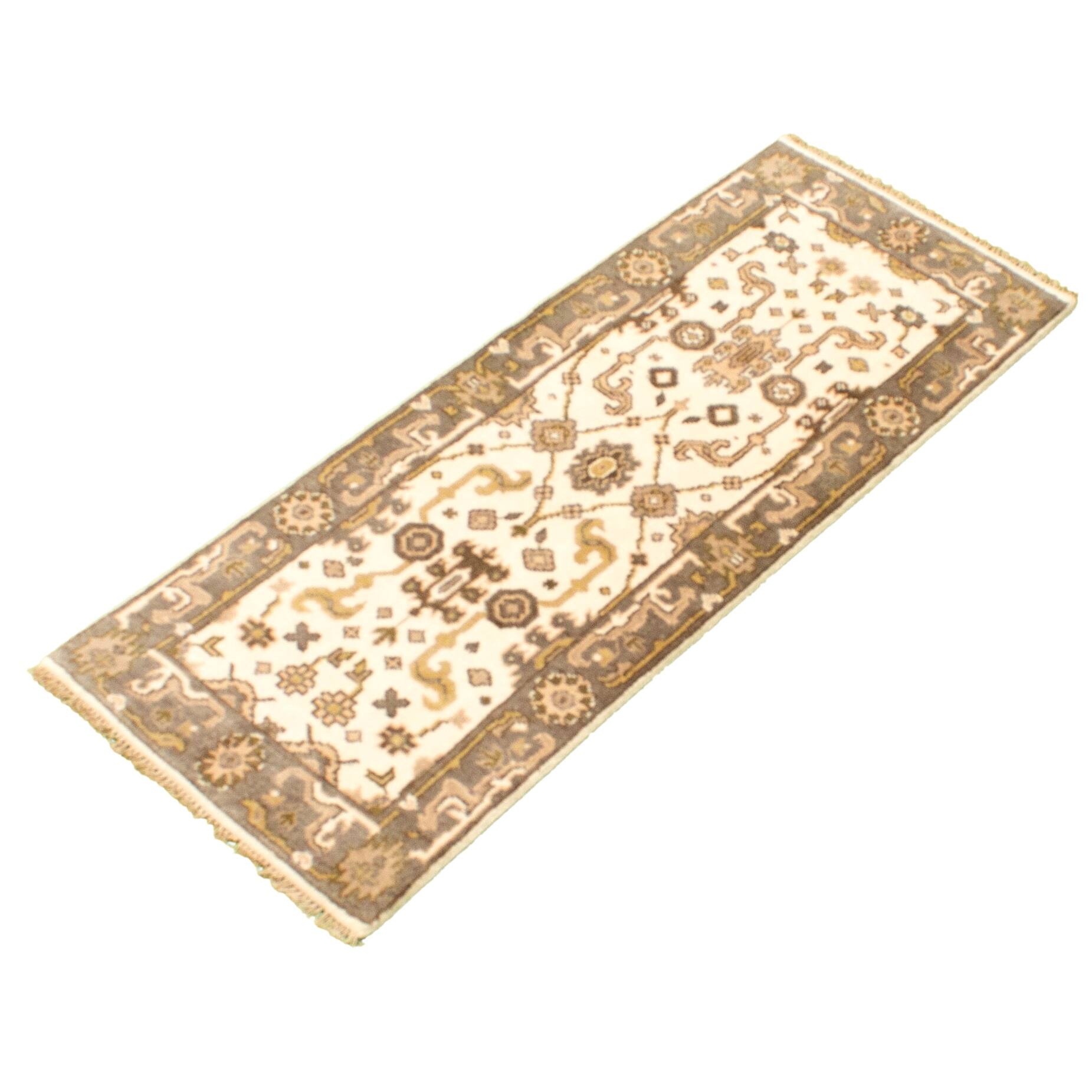 ECARPETGALLERY Handknotted Royal Ushak Cream Wool Rug 2'5 x 6'3