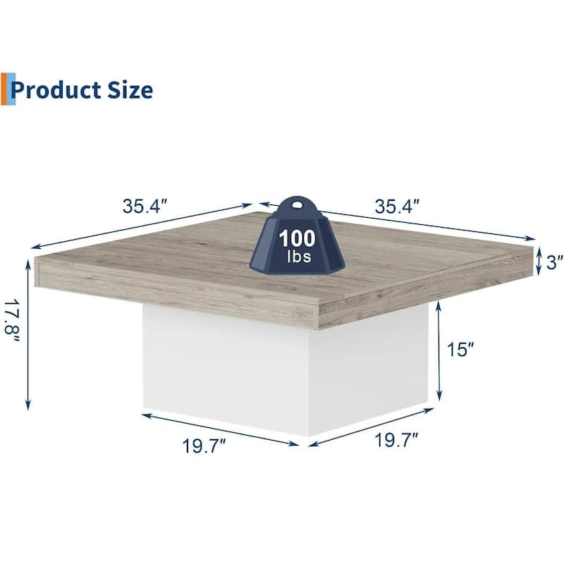 35 inch Coffee Table with Led Lights for Home Office, Apartment - N/A