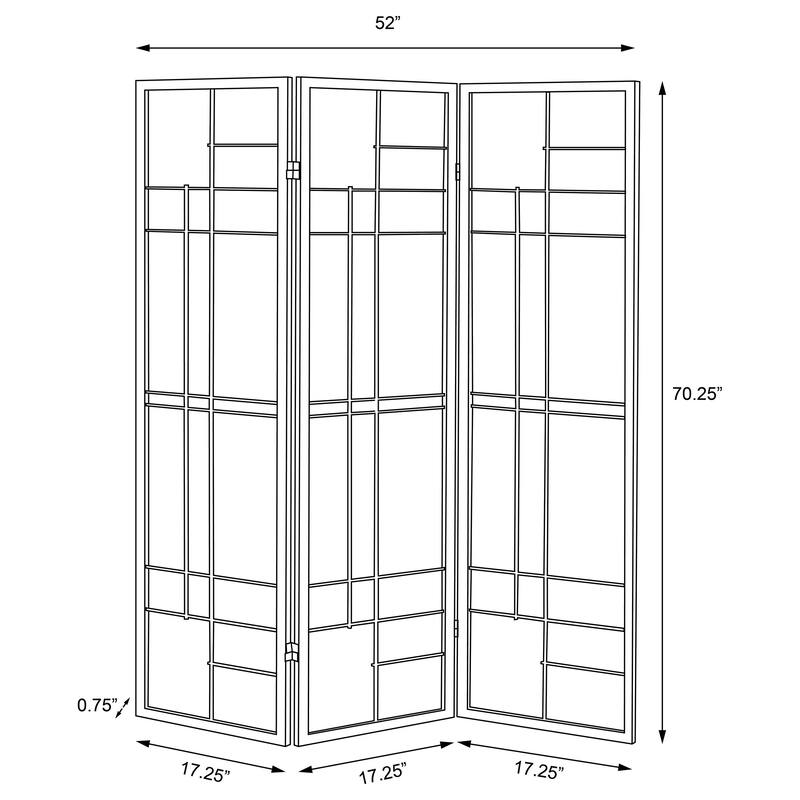 Katerina White and Cherry 3-panel Folding Floor Screen